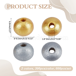 600Pcs 2 Colors Spray Painted Round Natural Schima Wood Beads&nbsp;WOOD-ME0001-26