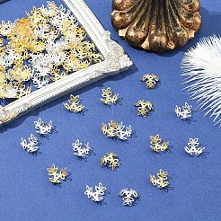 50g 2 Colors Plated Iron Fancy Bead Caps&nbsp;IFIN-YW0003-96
