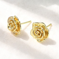 Brass Flower Stud Earrings&nbsp;EJEW-P322-06A-G