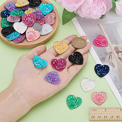 40Pcs 10 Colors Heart with Paw Print Resin Sew on Rhinestone&nbsp;DIY-FG0008-77