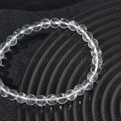Natural Quartz Crystal Round Beaded Stretch Bracelets&nbsp;GG-CBA12F1-02B-12