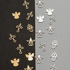 100Pcs 10 Style 2 Colors 304 Stainless Steel Pendants&nbsp;STAS-LS0001-34