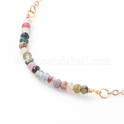 December Birthstone Natural Multicolor Tourmaline Beaded Bracelets&nbsp;X-BJEW-JB06092-12