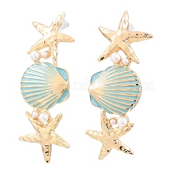 Alloy Enamel with Plastic Pearls Stud Earrings&nbsp;EJEW-Z172-05G-01