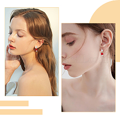 5 Pair Natural Pearl Round Stud Earrings Findings&nbsp;KK-HY0001-79