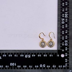 Cubic Zirconia Flat Round with Evil Eye Dangle Earrings&nbsp;EJEW-SW00011-03