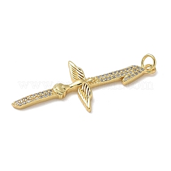 Rack Plating Brass Micro Pave Cubic Zirconia Pendants&nbsp;KK-K392-44G