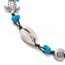 3Pcs 3 Styles Beach Starfish Turtle Synthetic Magnesite & Turquoise & Natural Cowrie Shell Beaded Anklets&nbsp;AJEW-AN00687