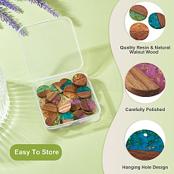 20Pcs 5 Colors Resin & Walnut Wood Pendants&nbsp;RESI-TA0004-43