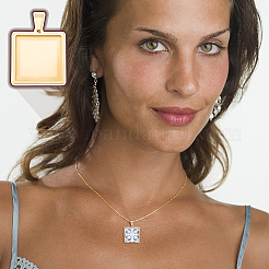 DIY Blank Square Pendant Making Kit&nbsp;DIY-UN0005-45