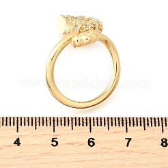 Ocean Theme Brass Micro Pave Cubic Zirconia Cuff Rings for Women&nbsp;RJEW-F184-17G-G
