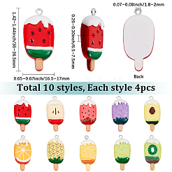 40Pcs 10 Styles Opaque Resin Pendants&nbsp;RESI-SC0006-16