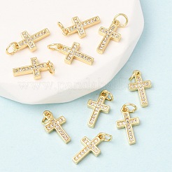 CZ Brass Micro Pave Cubic Zirconia Cross Charms&nbsp;ZIRC-L018-16G