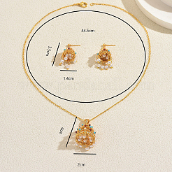 Brass Plastic Stud Earrings & Pendant Necklaces Sets for Women&nbsp;KW7238