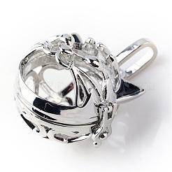 Rack Plating Brass Cage Hollow Kitten Pendants&nbsp;KK-S751-003P