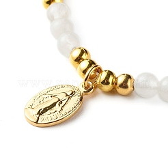 Round Natural White Jade Braided Bead Bracelet for Girl Women&nbsp;BJEW-JB06864-03