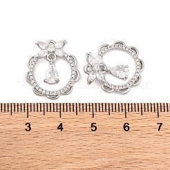 Brass Micro Pave Clear Cubic Zirconia Pendants&nbsp;KK-S389-08P
