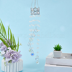 Flower Round Glass Beads Tassel Hanging Suncatchers for Window Garden Outdoor Decoration&nbsp;HJEW-WH20020-007D