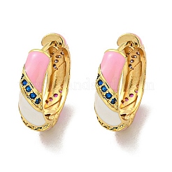 Brass Micro Pave Cubic Zirconia Hoop Earring&nbsp;EJEW-C088-33G