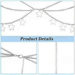 1Pc Alloy Star Tassel Layered Curb Chain Waist Belly Chains for Women&nbsp;AJEW-CY0003-25