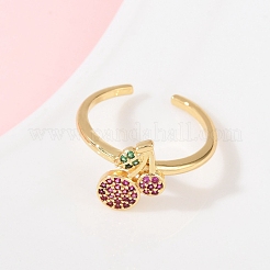 Brass Micro Pave Cubic Zirconia Adjustable Cuff Rings&nbsp;RJEW-C139-12G