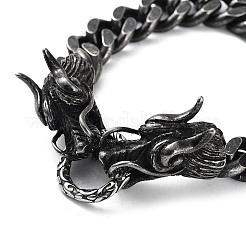 304 Stainless Steel Dragon Head Design Cuban Link Chains Bracelets for Men & Women&nbsp;BJEW-D031-19B