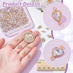 120Pcs 6 Styles Brass Clear Cubic Zirconia Connector Charms&nbsp;KK-NB0003-88