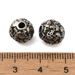 Retro Rondelle Skull 316 Stainless Steel European Large Hole Beads&nbsp;STAS-F072-05-01