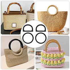 4Pcs 2 Style Wood D-Ring & Round Ring Bag Handles&nbsp;DIY-WR0002-58