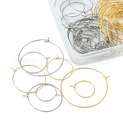 64Pcs 8 Style 316 Surgical Stainless Steel Hoop Earring Findings&nbsp;STAS-FS0001-33