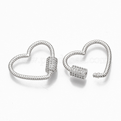 Brass Micro Pave Clear Cubic Zirconia Screw Carabiner Lock Charms&nbsp;ZIRC-T010-11P