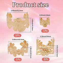 3 Styles Alloy Flower Cuff Bangles & Ring Sets for Women&nbsp;SJEW-CY0001-01