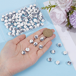 90Pcs Floral Printed Porcelain Beads&nbsp;PORC-ME0001-13