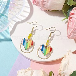 Heart Alloy Enamel & Brass Ring Dangle Earrings for Women&nbsp;EJEW-JE05922