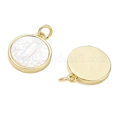 Rack Plating Brass & Natural White Shell Pendants&nbsp;SH-CBA6629-32G