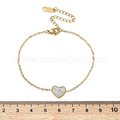 Valentine's Day 304 Stainless Steel Rhinestone Heart Link Bracelets&nbsp;SA-CBA5F76-04G