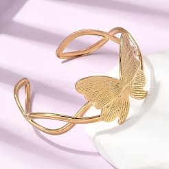 Butterfly 304 Stainless Steel Cuff Bangles for Women&nbsp;BJEW-A155-01G