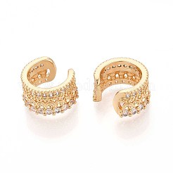 Brass Micro Pave Clear Cubic Zirconia Cuff Earrings&nbsp;EJEW-T047-82G