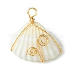 Natural Shell Copper Wire Wrapped Pendants&nbsp;PALLOY-TA00080
