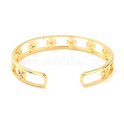 Cross Hollow Carved Cubic Zirconia Cuff Bangle&nbsp;BJEW-D448-12G-RS