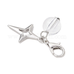 Clear Acrylic & Alloy Star & Moon & Planet Pendant Decorations&nbsp;HJEW-JM03051