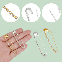 16Pcs 2 Colors Iron with Crystal Rhinestone Safety Pin&nbsp;JEWB-AR0001-25