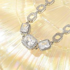 Rectangle & Oval Brass Micro Pave Cubic Zirconia Link Chain Bracelets&nbsp;KK-R217-36P