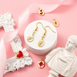 10Pcs 5 Style Real 18K Gold Plated Brass with Jump Rings Enamel Charms&nbsp;KK-LS0001-36