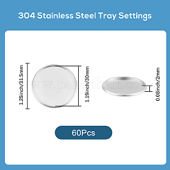 60Pcs 304 Stainless Steel Plain Edge Bezel Cups&nbsp;STAS-SC0021-45