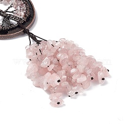 Natural Rose Quartz Chip Tree of Life Pendants Decoration&nbsp;G-F733-06B