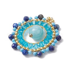 Natural Lapis Lazuli & Malaysia Jade & Glass Seed Beaded Woven Pendants&nbsp;PALLOY-MZ00366-02