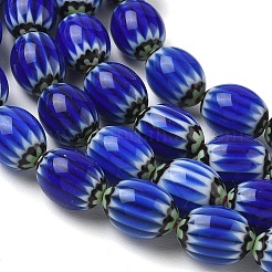 Handmade Millefiori Glass Oval Bead Strands&nbsp;LK-Z001-01A-02