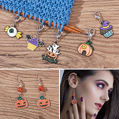 Alloy Enamel Halloween Theme Pendant Locking Stitch Markers&nbsp;HJEW-AB00009