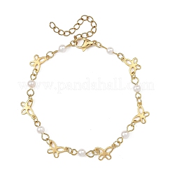304 Stainless Steel & Shell Pearl Link Bracelets for Women&nbsp;BJEW-JB14096